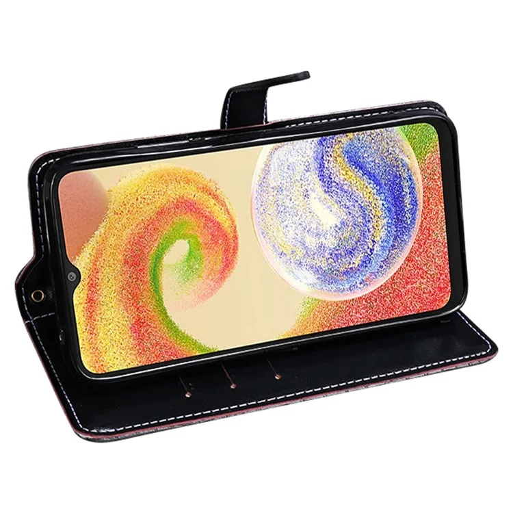 IDEWEI Magnetic Protective Flip Cover Para Samsung Galaxy A04 4G (164.4 x 76.3 x 9.1 Mm), Crocodile Texture PU Case de Teléfono de Cuero Con Función de Soporte - Negro