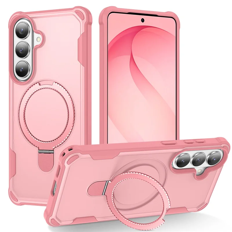 Voor Samsung Galaxy S26+ Magnetisch Hoesje met Steunring TPU + PC Stootvaste Telefoonhoes - Roze