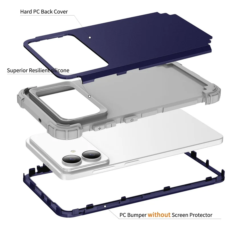 For Samsung Galaxy S26 Edge Case Shockproof PC + TPU Phone Back Cover - Navy Blue