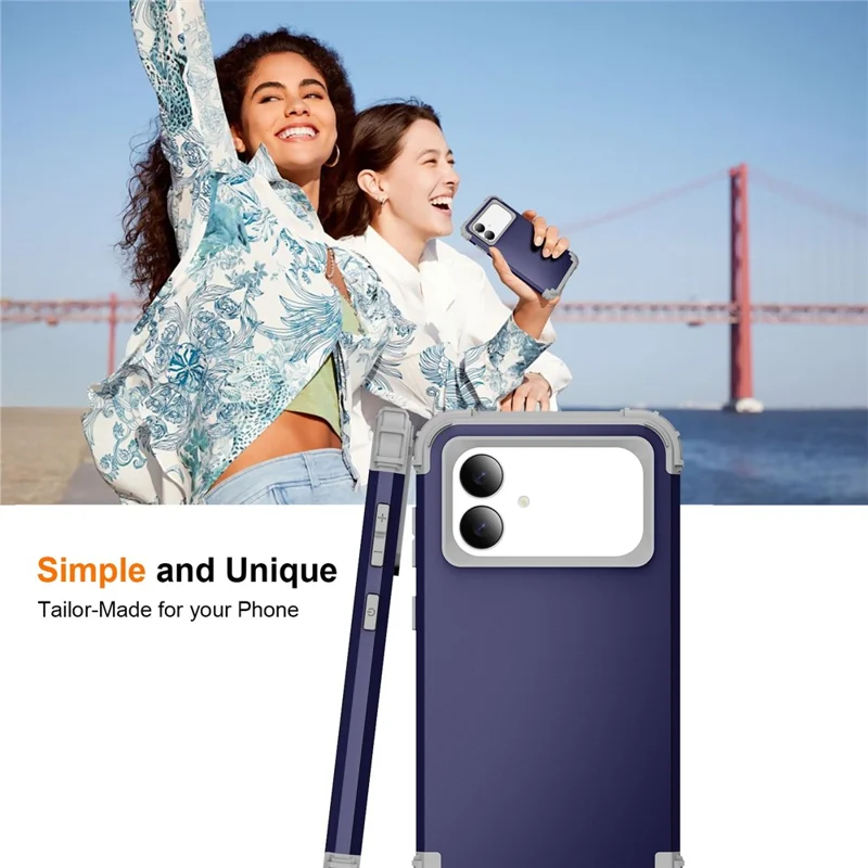 For Samsung Galaxy S26 Edge Case Shockproof PC + TPU Phone Back Cover - Navy Blue