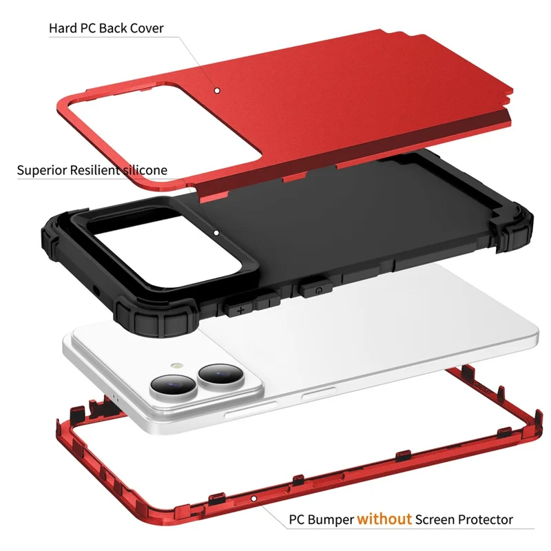 For Samsung Galaxy S26 Edge Case Shockproof PC + TPU Phone Back Cover - Red