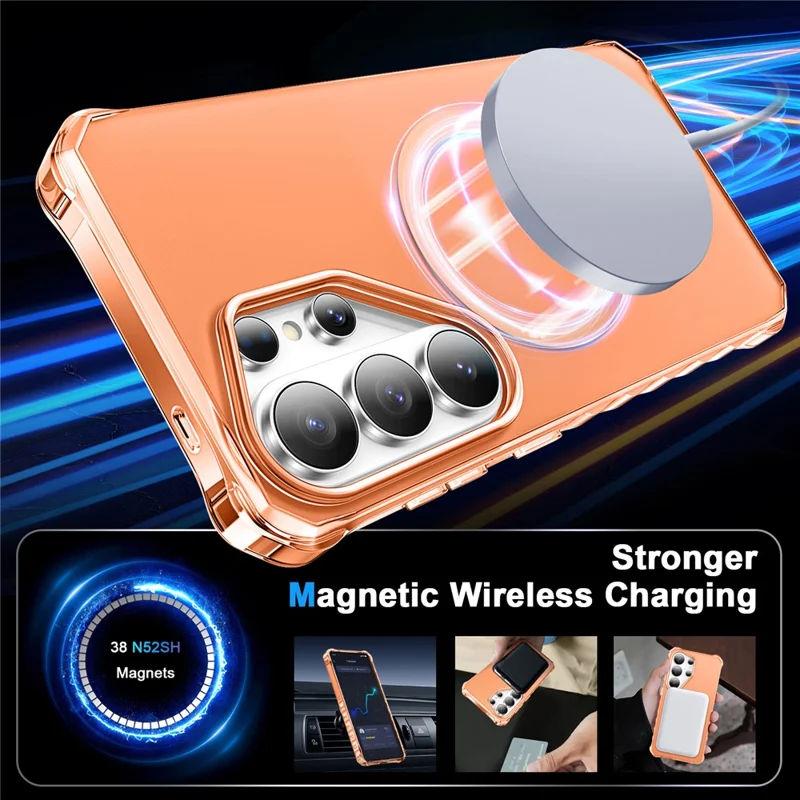 For Samsung Galaxy S26 Ultra Magnetic Case Small Wavy Edge PC + TPU Phone Cover  - Orange