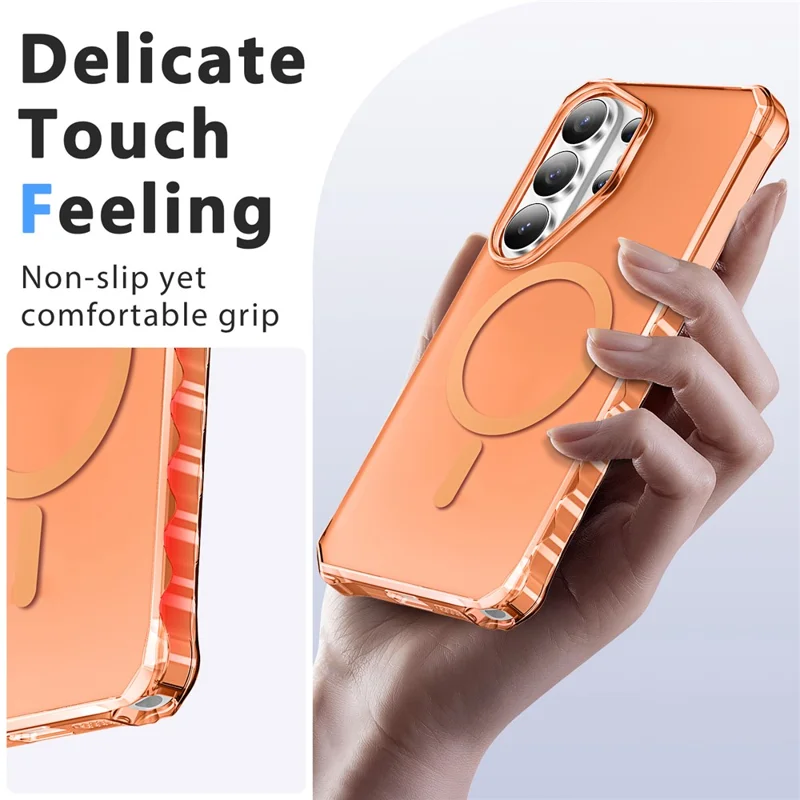 For Samsung Galaxy S26 Ultra Magnetic Case Small Wavy Edge PC + TPU Phone Cover  - Orange