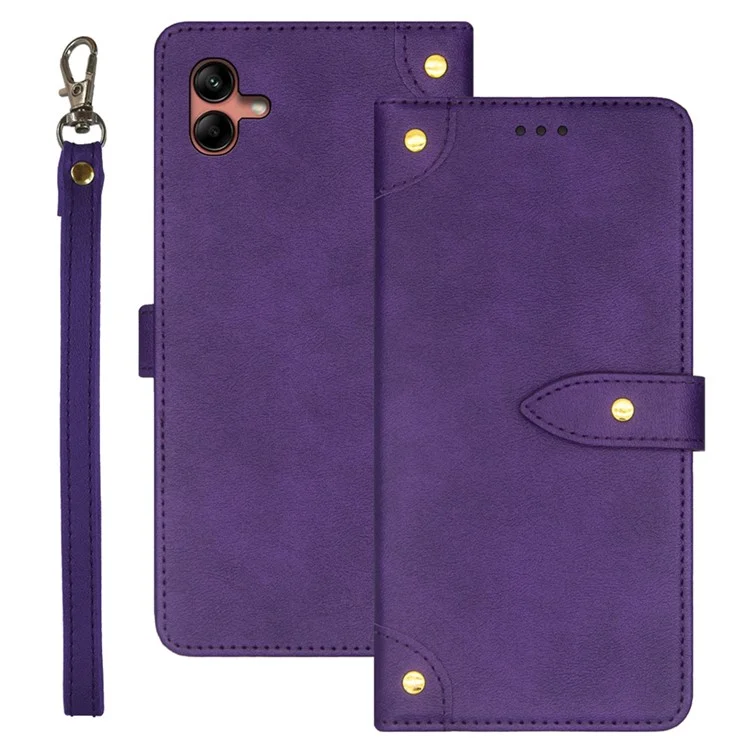 IDEWEI Pour Samsung Galaxy A04 4G (164,4 x 76,3 x 9,1 Mm) Ferme D'amortisseur Pour Cartes en Cuir pu Slots Téléphone Boîte de Téléphone - Violet