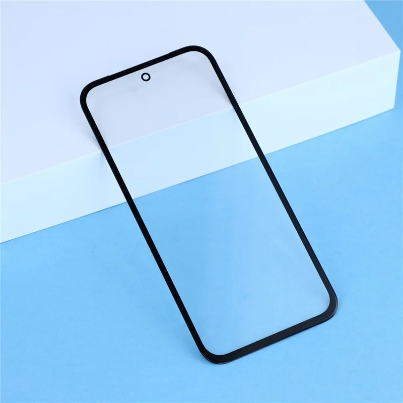 For Google Pixel 8a Front Screen Glass Lens + OCA Adhesive Part (without Logo) - Black