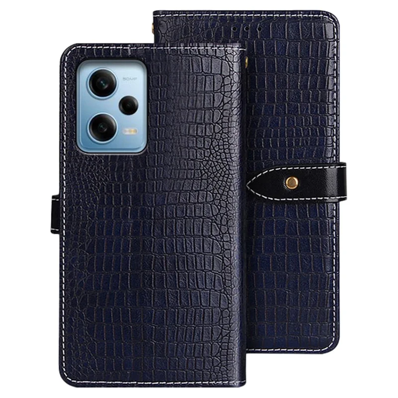 IDEWEI For Xiaomi Redmi Note 12 Pro 5G  / Note 12 Pro Speed 5G / Poco X5 Pro 5G Anti-fall Crocodile Texture PU Leather Phone Case Stand Wallet Magnetic Clasp Cover - Blue