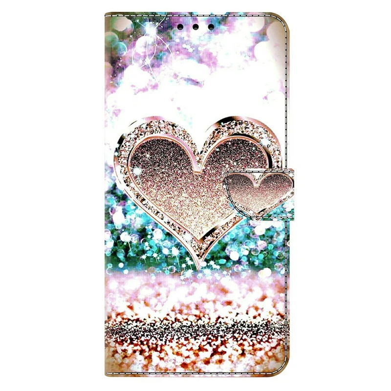 Wallet Case For Xiaomi Poco M8 5G / Redmi Note 15 5G (Global) / 15 4G (Global) 3D Pattern PU Leather Phone Cover with Stand - Pink Diamond Heart