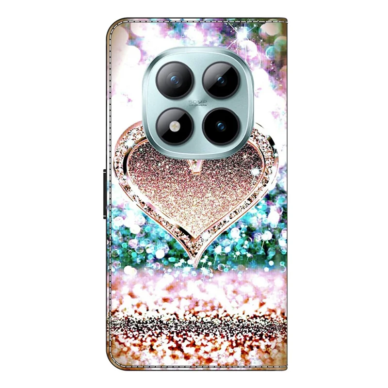 Wallet Case For Xiaomi Poco M8 5G / Redmi Note 15 5G (Global) / 15 4G (Global) 3D Pattern PU Leather Phone Cover with Stand - Pink Diamond Heart