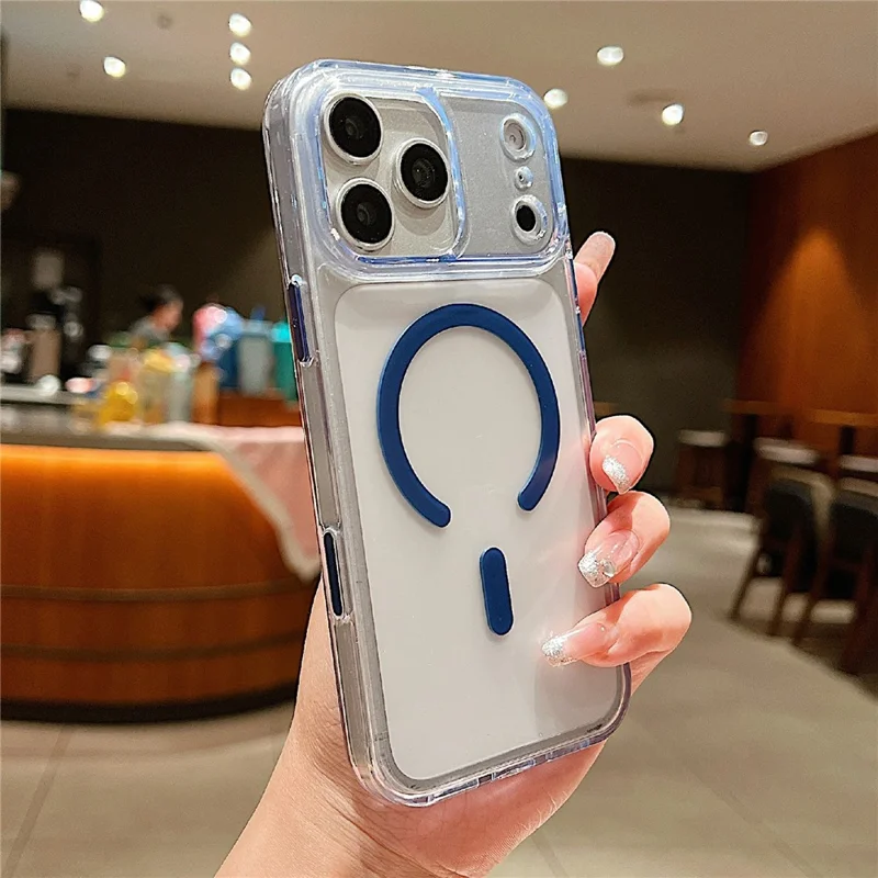 For iPhone 17 Pro Magnetic Case PC + TPU Matte Anti-Drop Phone Cover Compatible with MagSafe - Blue