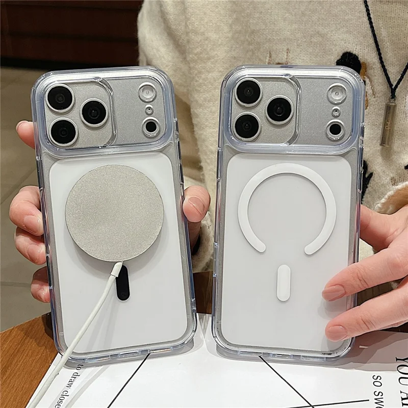 For iPhone 17 Pro Max Magnetic Case PC + TPU Matte Anti-Drop Phone Cover Compatible with MagSafe - Black