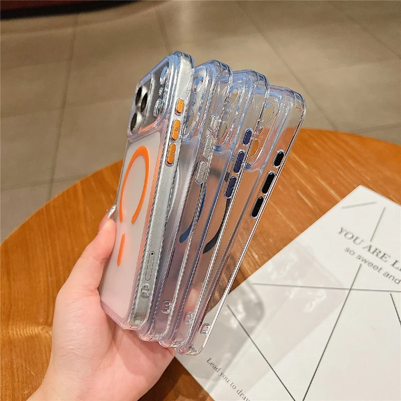 For iPhone 17 Pro Max Magnetic Case PC + TPU Matte Anti-Drop Phone Cover Compatible with MagSafe - Black