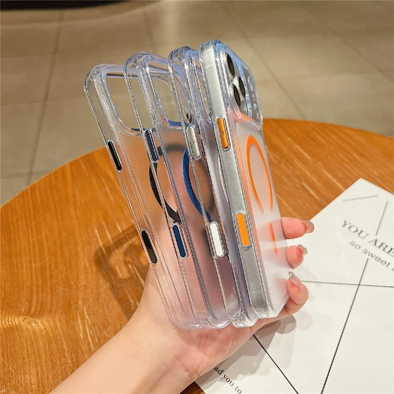 For iPhone 17 Pro Max Magnetic Case PC + TPU Matte Anti-Drop Phone Cover Compatible with MagSafe - Black