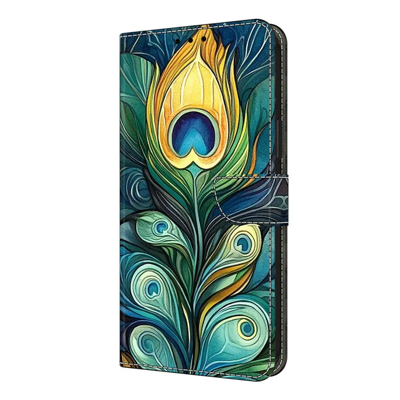 Leather Case For Xiaomi Poco M8 5G / Redmi Note 15 5G (Global) / 15 4G (Global) Pattern Printing Stand Flip Phone Cover - Green Feathers