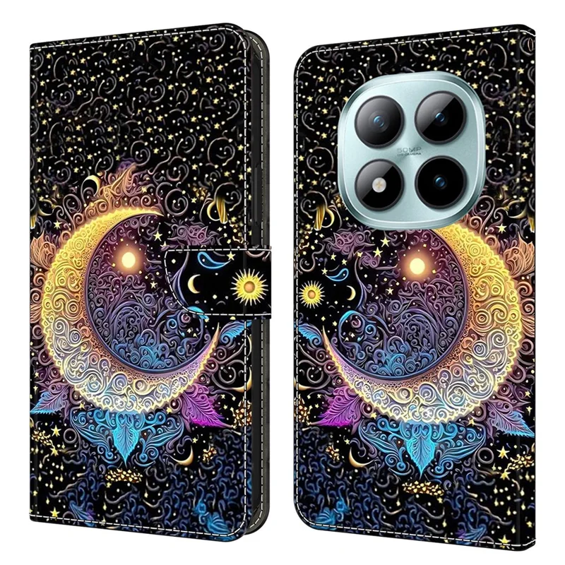Wallet Case For Xiaomi Poco M8 5G / Redmi Note 15 5G (Global) / 15 4G (Global) Stand Pattern Printing PU Leather Flip Phone Cover - Bright Moon