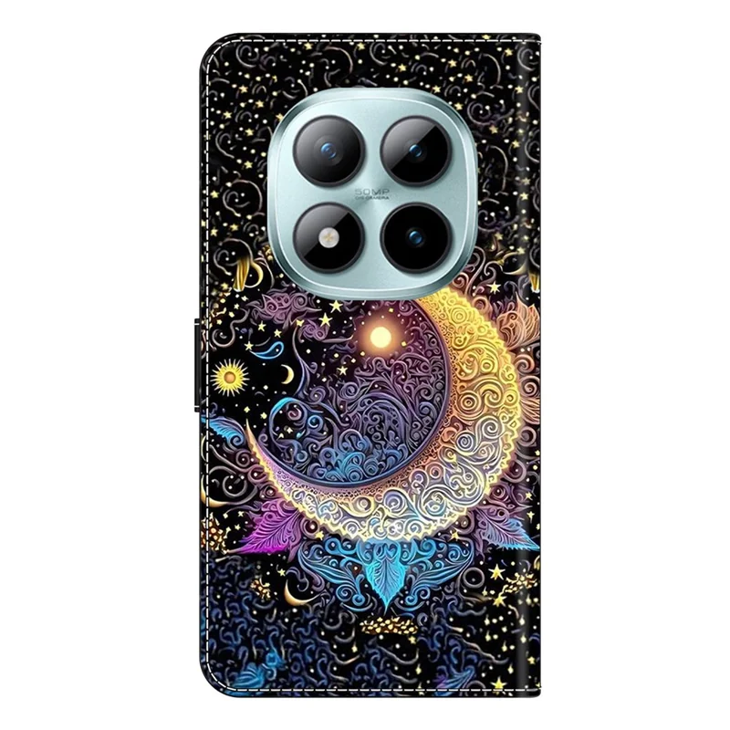 Wallet Case For Xiaomi Poco M8 5G / Redmi Note 15 5G (Global) / 15 4G (Global) Stand Pattern Printing PU Leather Flip Phone Cover - Bright Moon