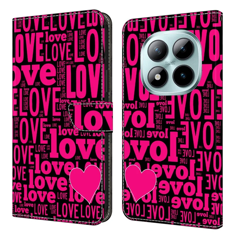 Wallet Case For Xiaomi Poco M8 5G / Redmi Note 15 5G (Global) / 15 4G (Global) Pattern Printing PU Leather Flip Stand Phone Cover - LOVE