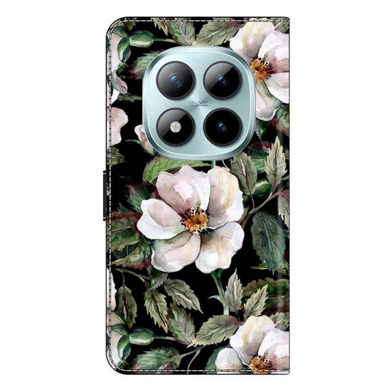 Wallet Case For Xiaomi Poco M8 5G / Redmi Note 15 5G (Global) / 15 4G (Global) Foldable Stand Pattern Printing PU Leather Flip Phone Cover - Large Flower