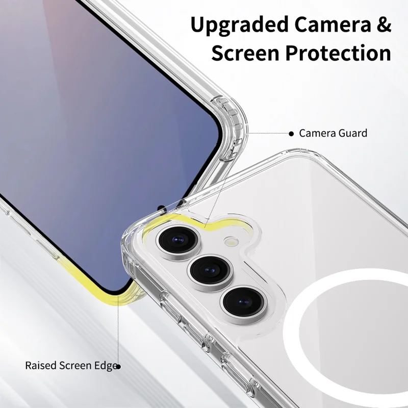 For Samsung Galaxy A37 5G Magnetic Case 2.0mm Scratch Resistant TPU + PC Phone Cover - Transparent