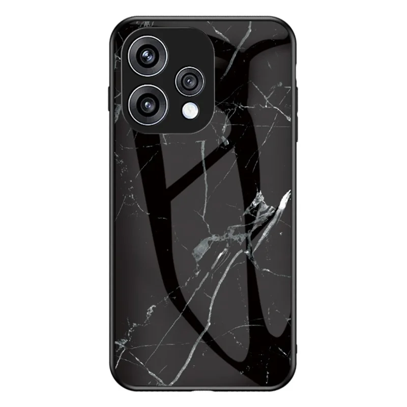 Phone Case For Oppo Reno15 5G (Global)  /  15c 5G (China) Marble Pattern Tempered Glass + PC + TPU Protective Phone Cover - Black Marble