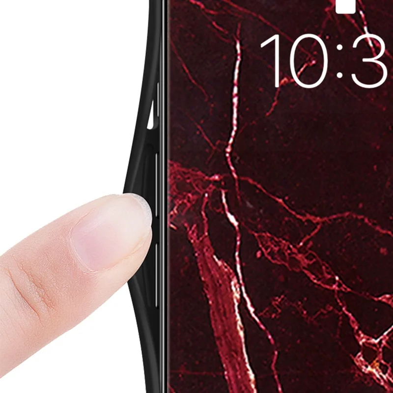 Phone Case For Oppo Reno15 5G (Global)  /  15c 5G (China) Marble Pattern Tempered Glass + PC + TPU Protective Phone Cover - Black Marble