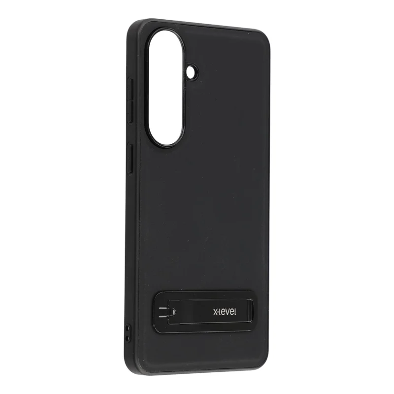 X-LEVEL For Samsung Galaxy S26  /  S26 Pro Case Leather Coated PC TPU Phone Back Cover with Metal Kickstand - Black
