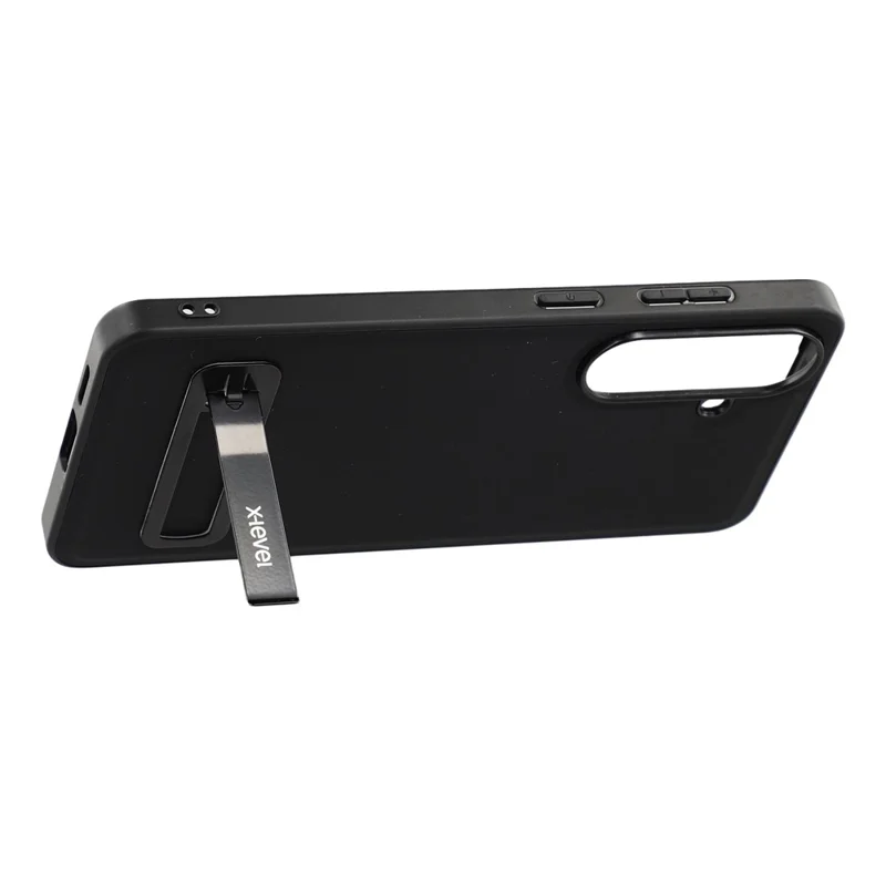 X-LEVEL For Samsung Galaxy S26  /  S26 Pro Case Leather Coated PC TPU Phone Back Cover with Metal Kickstand - Black