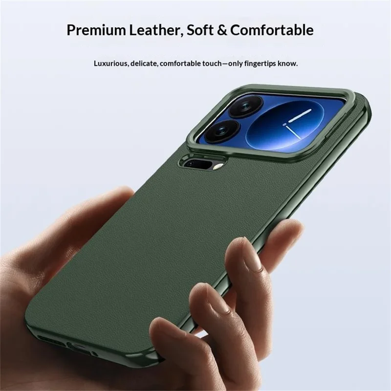 For Xiaomi 17 Case with Lens Guard Kickstand Anti Drop TPU+PU Phone Back Cover - Black