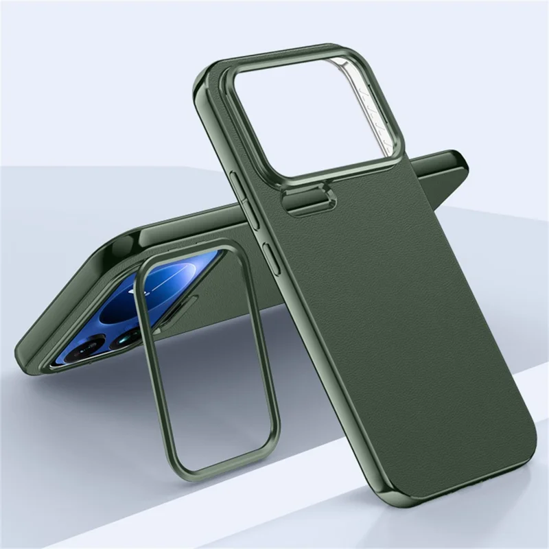 For Xiaomi 17 Pro Case with Lens Guard Kickstand Anti Drop TPU+PU Phone Back Cover - Green