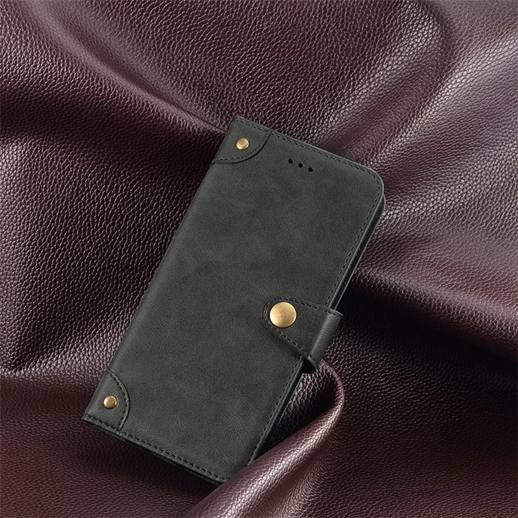 Idewei Pour Xiaomi Redmi Note 12 Pro + 5g Toproof Toprooter Texture Fine Tpu + pu en Cuir Flip Portefeuille Couvercle - le Noir