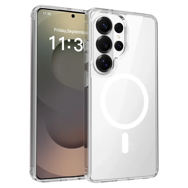 For Samsung Galaxy S25 Ultra Magnetic Case 2.0mm Scratch Resistant TPU + PC Phone Cover - Transparent