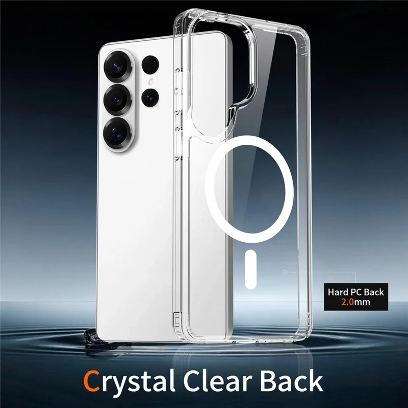 For Samsung Galaxy S25 Ultra Magnetic Case 2.0mm Scratch Resistant TPU + PC Phone Cover - Transparent