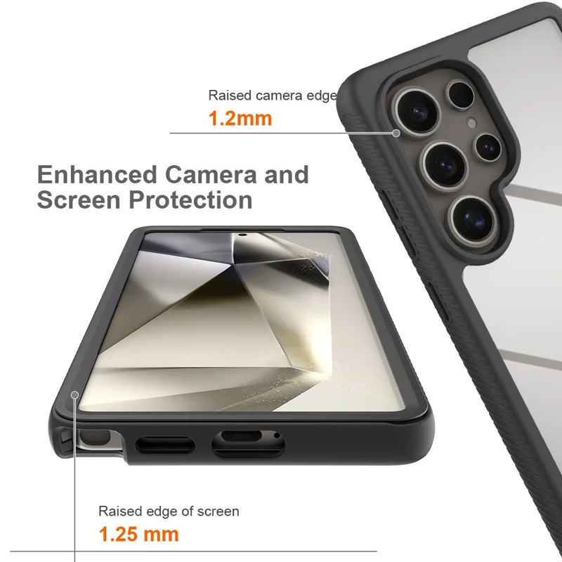 For Samsung Galaxy S26 Ultra Clear Case PC + TPU Phone Back Cover with PET Screen Film - Red