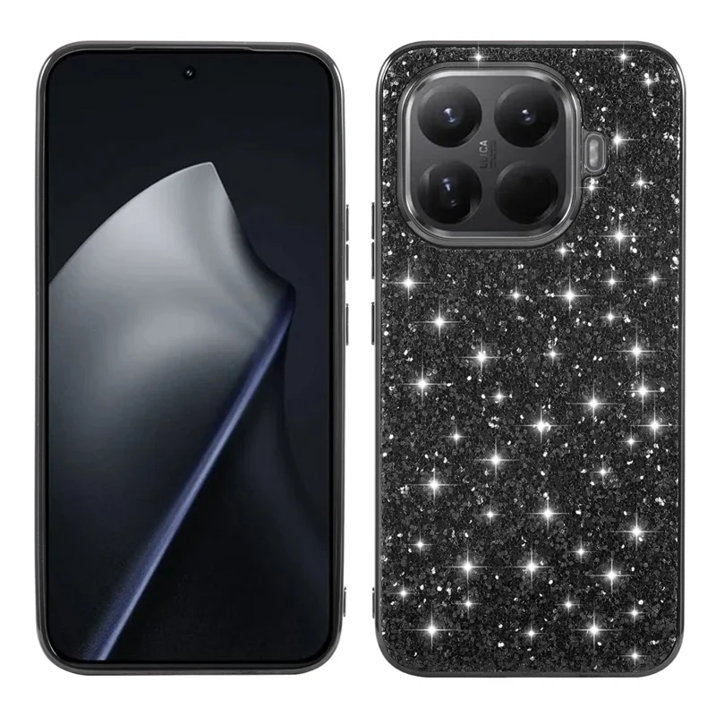For Xiaomi 15T Pro Case Electroplating TPU + PC Sparkling Glitter Phone Back Cover - Black