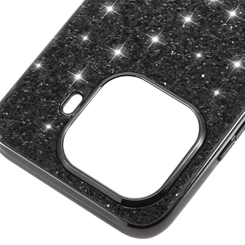 For Xiaomi 15T Pro Case Electroplating TPU + PC Sparkling Glitter Phone Back Cover - Black