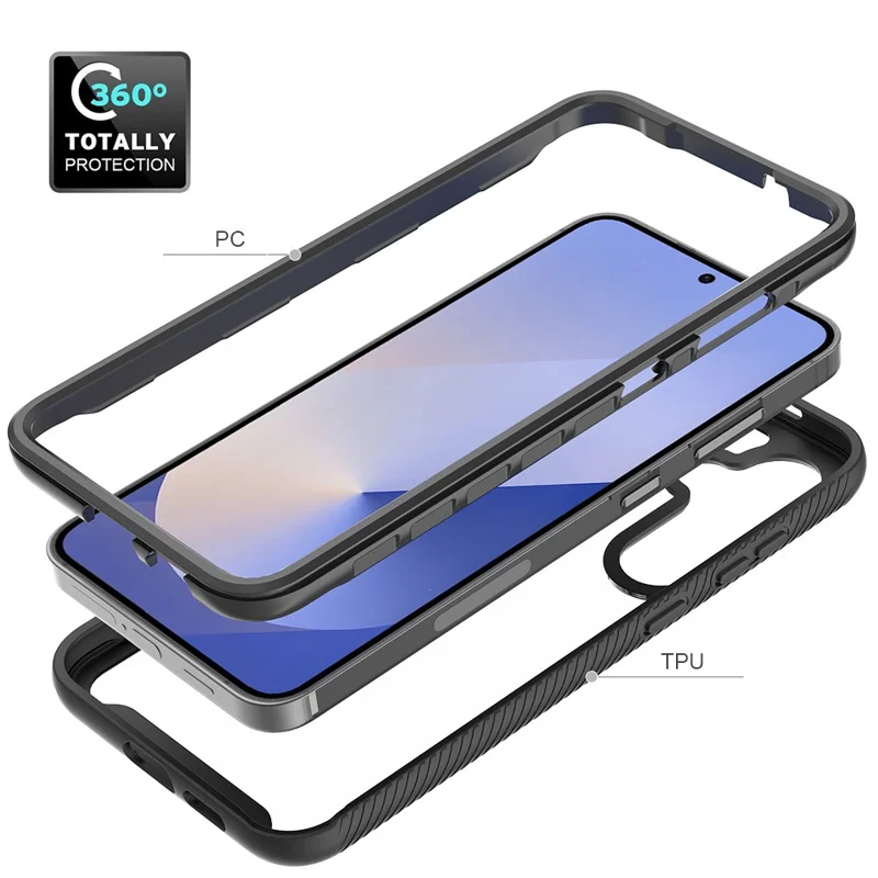 For Samsung Galaxy S26 Case Anti Drop 2 in 1 PC + TPU Phone Cover - Black