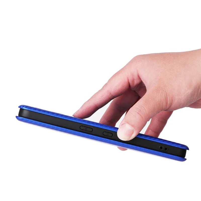 For Nothing Phone (3a) Lite 5G Case Carbon Fiber Texture Drop-Proof PU Leather Phone Cover - Blue