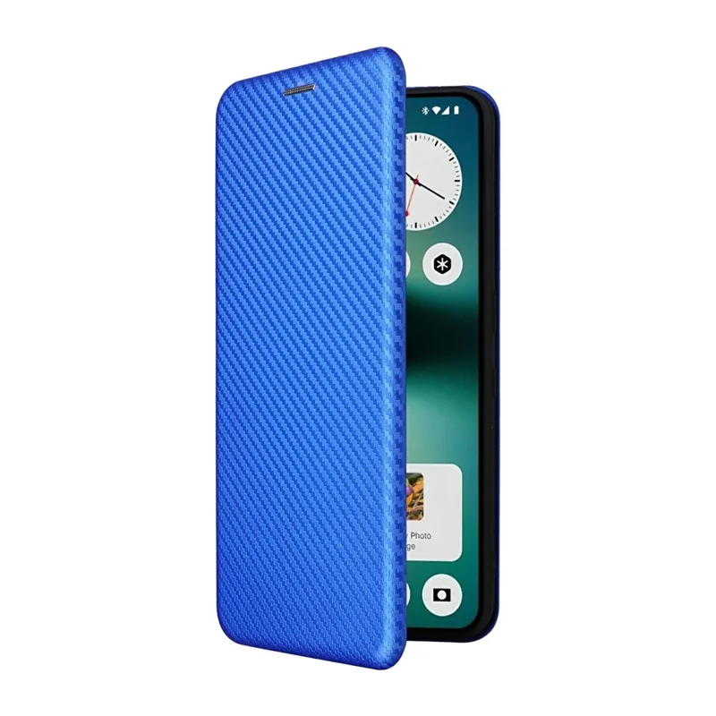 For Nothing Phone (3a) Lite 5G Case Carbon Fiber Texture Drop-Proof PU Leather Phone Cover - Blue