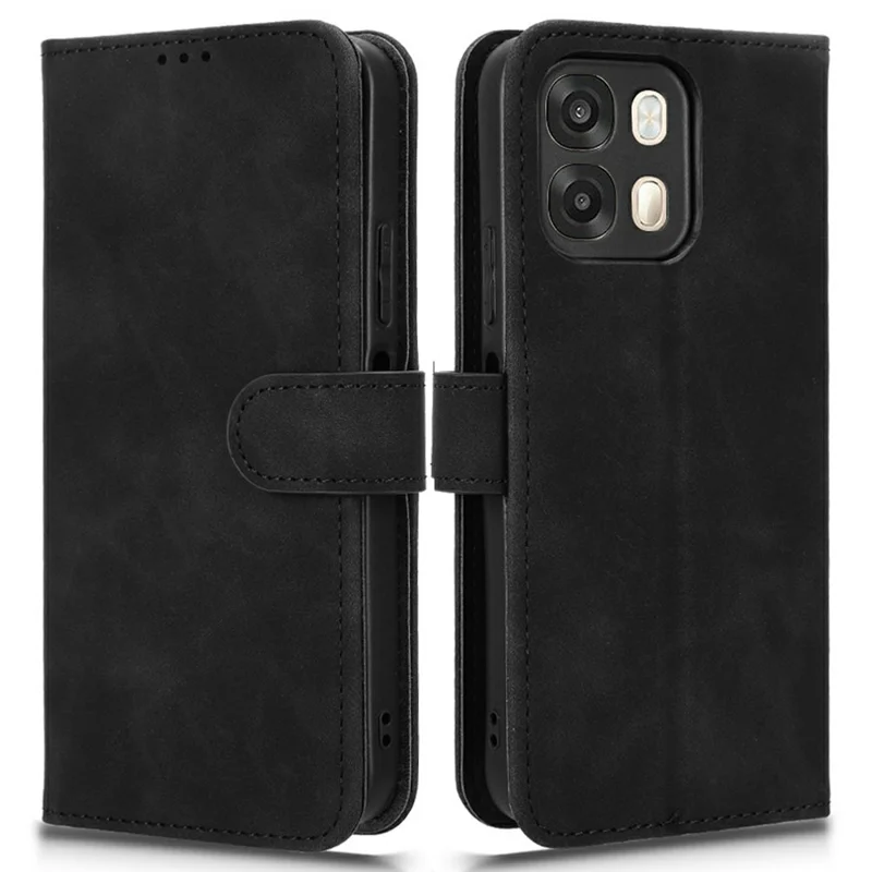 Leather Case For OPPO A6s 5G  /  A6 5G Skin Feel Anti Drop Wallet Stand Flip Phone Cover - Black