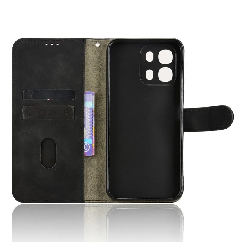 Leather Case For OPPO A6s 5G  /  A6 5G Skin Feel Anti Drop Wallet Stand Flip Phone Cover - Black