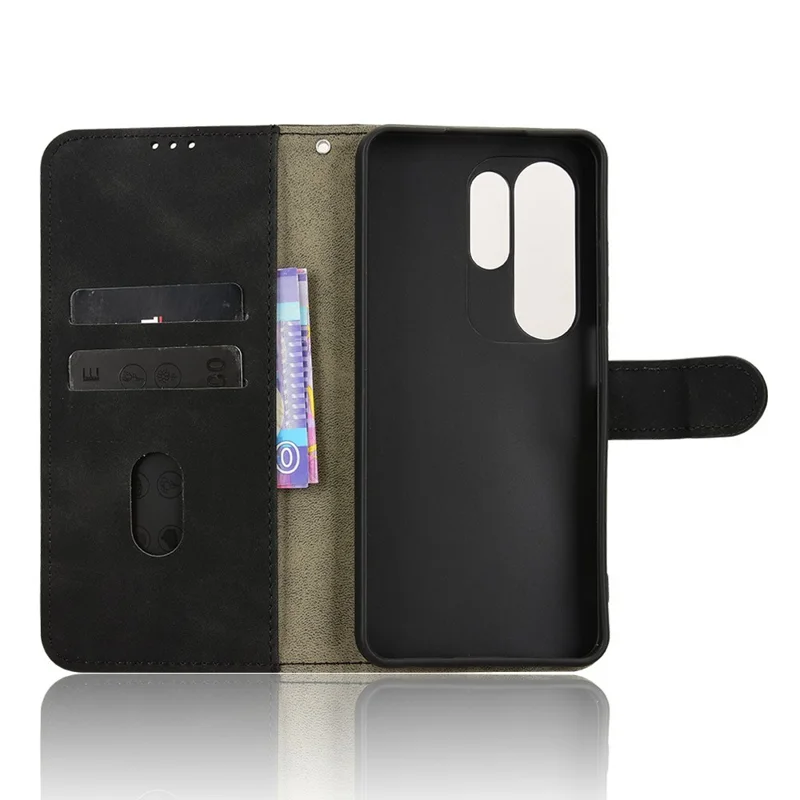 For Doogee Note 56X Leather Case Skin Feel Anti Drop Wallet Stand Flip Phone Cover - Black