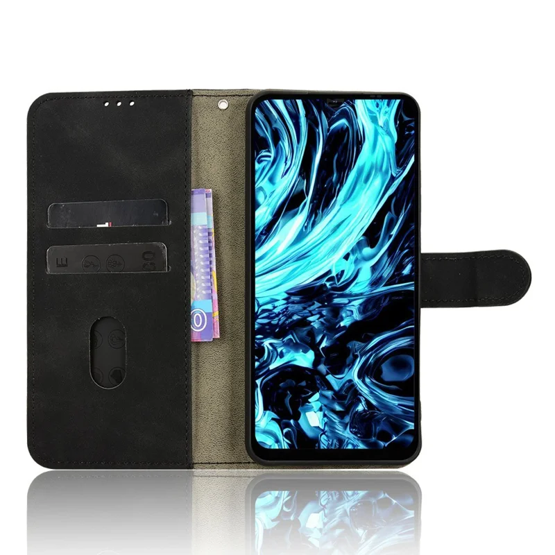 For Doogee Note 56X Leather Case Skin Feel Anti Drop Wallet Stand Flip Phone Cover - Black