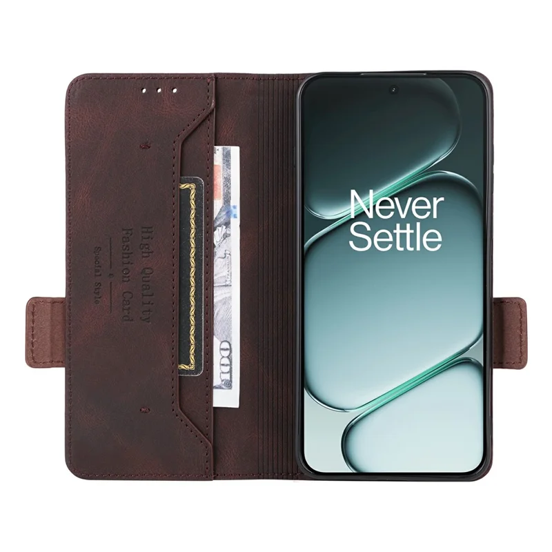 Phone Case For OnePlus 15R 5G  /  Ace 6 5G  /  Ace 6T 5G Leather Wallet Flip Phone Cover with Hardware Decor - Coffee