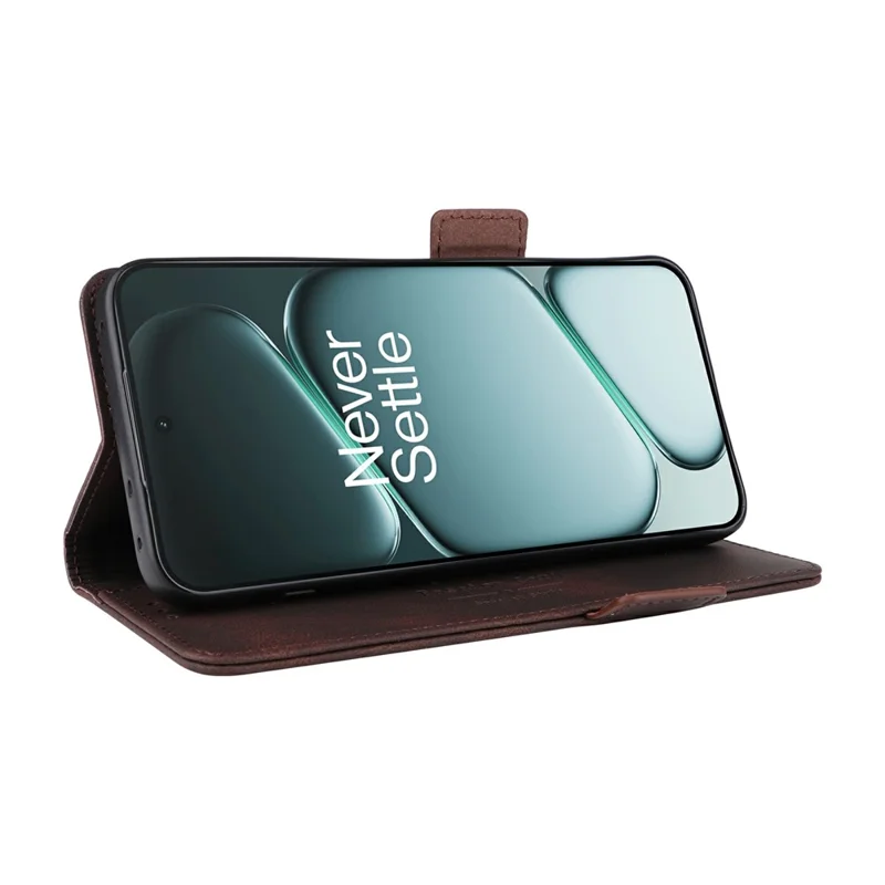 Phone Case For OnePlus 15R 5G  /  Ace 6 5G  /  Ace 6T 5G Leather Wallet Flip Phone Cover with Hardware Decor - Coffee