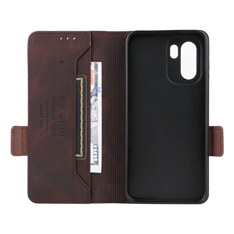Phone Case For OnePlus 15R 5G  /  Ace 6 5G  /  Ace 6T 5G Leather Wallet Flip Phone Cover with Hardware Decor - Coffee