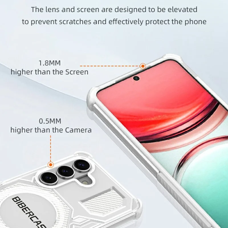 BIBERCAS J-16 Transparent Series For Samsung Galaxy S26 Magnetic Case TPU + PC Phone Cover - Transparent