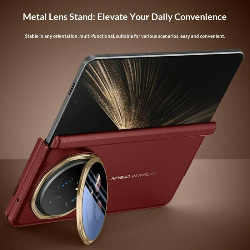 For Honor Magic V5 5G Magnetic Case Skin Touch TPU PU Leather PC Phone Back Cover with Foldable Lens Kickstand - Black