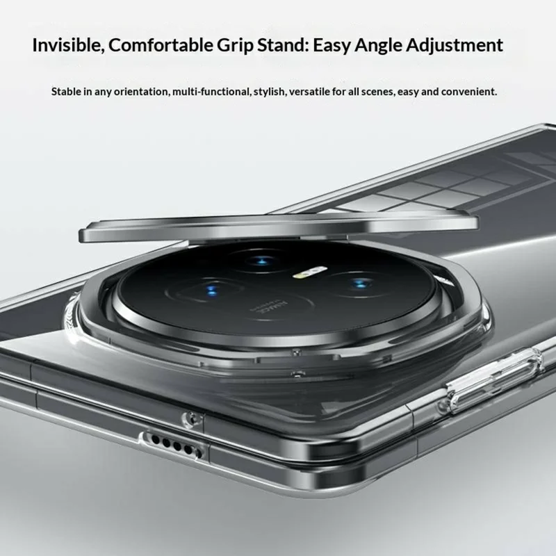 For Honor Magic V5 5G Magnetic Case Clear PC Phone Cover with Metal Tempered Glass Lens Protector Kickstand - Black