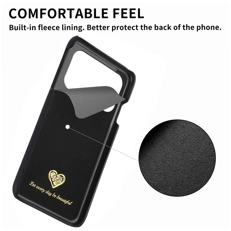 Coque pour iPhone 17 Pro Max, coque arrière en cuir recouvert de PC avec texture de litchi - Noir