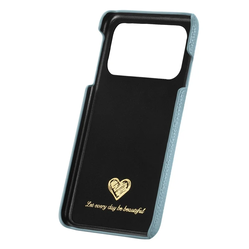 Coque pour iPhone 17 Pro, texture cuir de synthèse aspect litchi, dos en PC - Bleu bébé