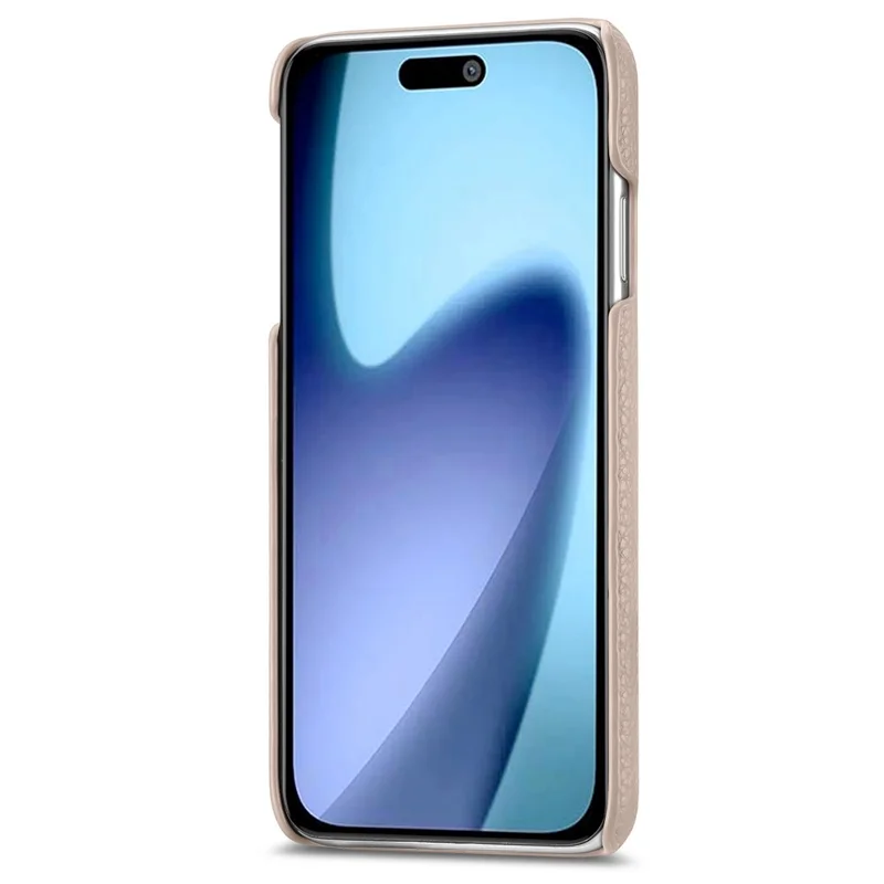 For iPhone 17 Pro Case Litchi Texture Leather Coated PC Mobile Back Cover - Khaki Grey